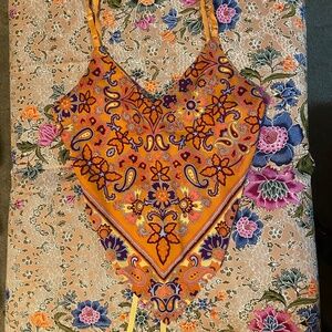 Vintage Free People backless handkerchief shirt, size medium